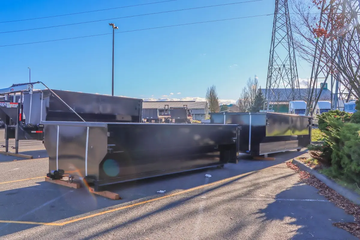 Roll-off dumpster ready for waste disposal at job site for 8 Yard Dumpster Rental in Hull